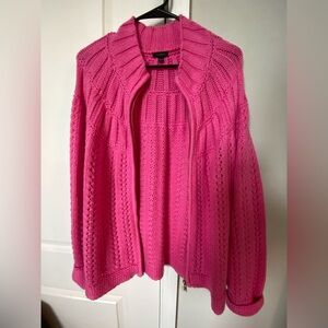 Talbots Hot Pink Open-Front Knit Cardigan